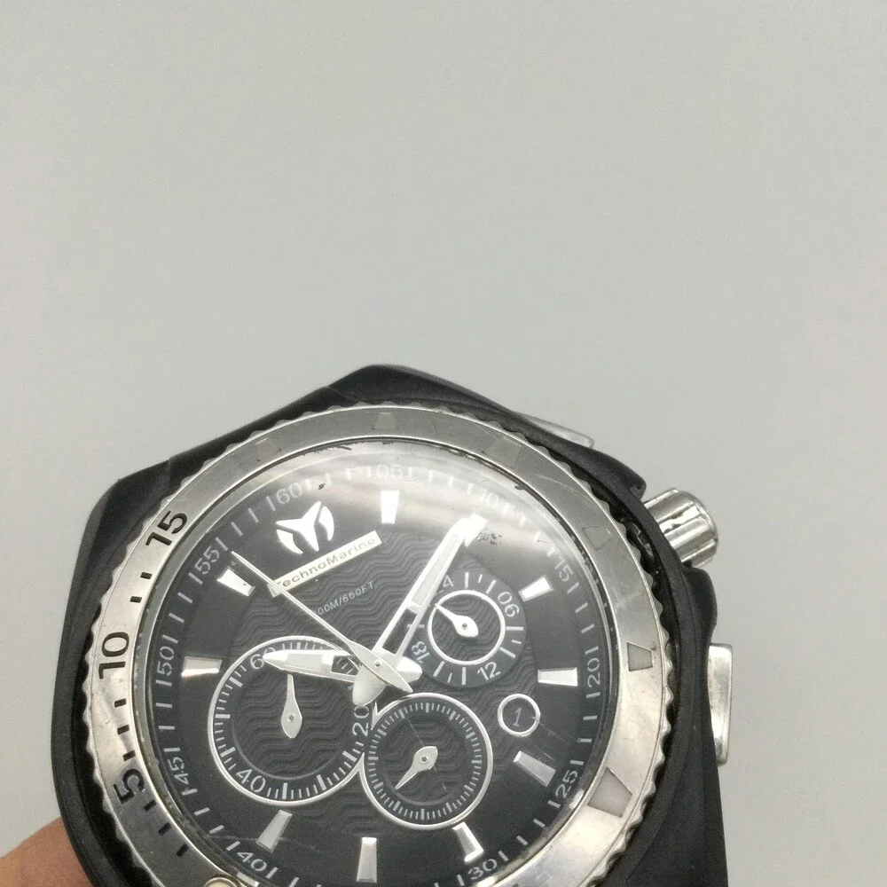 TechnoMarine Cruise Mens Watch 43mm White Strap Chronograph 200m New Battery